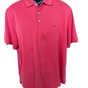 Tommy Bahama  Island Zone Men’s Deep Coral Polo Shirt. Size Large